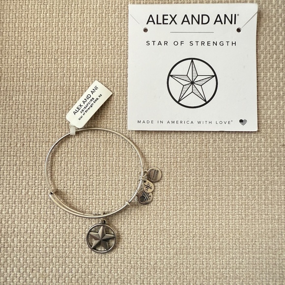 NWT Alex and Ani Star of Strength Silver Bangle Bracelet - Picture 1 of 2